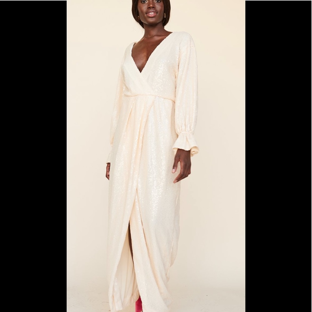 LPA Laria Wrap Dress in nude size xs